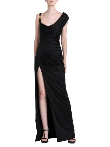 Versace Women's Draped Cowlneck Column Gown | Thumbnail 6 Versace Women's Draped Cowlneck Column Gown | Thumbnail 6