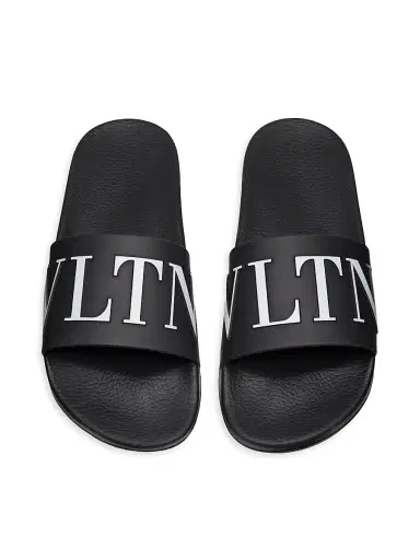 Valentino Garavani Men's VLTN Rubber Slider Sandals - Black | Thumbnail 4 Valentino Garavani Men's VLTN Rubber Slider Sandals - Black | Thumbnail 4