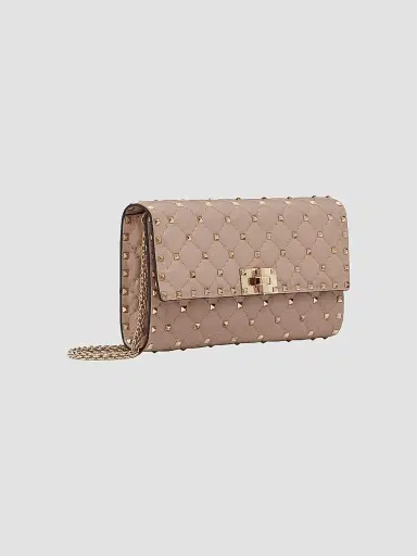 Valentino Garavani Women's Rockstud Spike Nappa Leather Crossbody Clutch Bag - Poudre | Thumbnail 3 Valentino Garavani Women's Rockstud Spike Nappa Leather Crossbody Clutch Bag - Poudre | Thumbnail 3