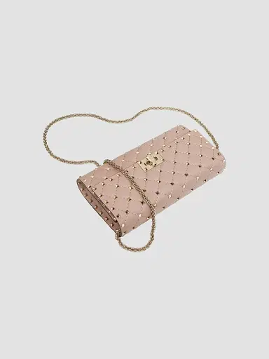 Valentino Garavani Women's Rockstud Spike Nappa Leather Crossbody Clutch Bag - Poudre | Thumbnail 6 Valentino Garavani Women's Rockstud Spike Nappa Leather Crossbody Clutch Bag - Poudre | Thumbnail 6