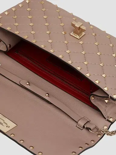 Valentino Garavani Women's Rockstud Spike Nappa Leather Crossbody Clutch Bag - Poudre | Thumbnail 7 Valentino Garavani Women's Rockstud Spike Nappa Leather Crossbody Clutch Bag - Poudre | Thumbnail 7