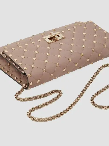 Valentino Garavani Women's Rockstud Spike Nappa Leather Crossbody Clutch Bag - Poudre | Thumbnail 8 Valentino Garavani Women's Rockstud Spike Nappa Leather Crossbody Clutch Bag - Poudre | Thumbnail 8