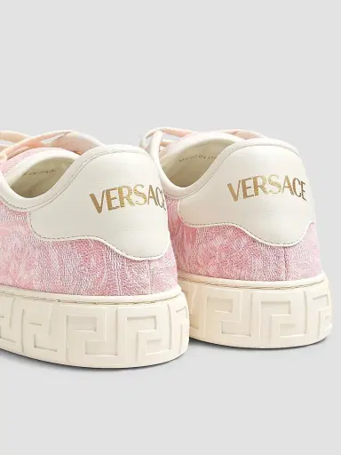 Versace Women's Jacquard Leather-Trimmed Sneakers - Pale Pink | Thumbnail 3 Versace Women's Jacquard Leather-Trimmed Sneakers - Pale Pink | Thumbnail 3