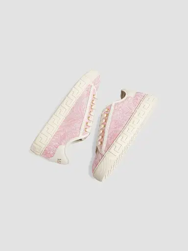 Versace Women's Jacquard Leather-Trimmed Sneakers - Pale Pink | Thumbnail 5 Versace Women's Jacquard Leather-Trimmed Sneakers - Pale Pink | Thumbnail 5