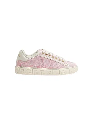 Versace Women's Jacquard Leather-Trimmed Sneakers - Pale Pink | Thumbnail 1 Versace Women's Jacquard Leather-Trimmed Sneakers - Pale Pink | Thumbnail 1