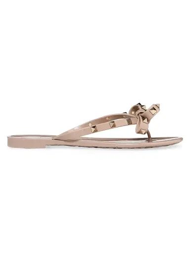 Valentino Garavani Women's Rockstud Rubber Slippers - Poudre | Thumbnail 1 Valentino Garavani Women's Rockstud Rubber Slippers - Poudre | Thumbnail 1