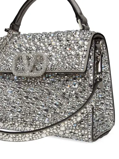 Valentino Garavani Women's Mini VSling Top Handle Bag with Sparkling Embroidery - Crystal | Thumbnail 8 Valentino Garavani Women's Mini VSling Top Handle Bag with Sparkling Embroidery - Crystal | Thumbnail 8