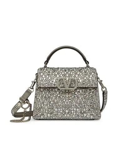 Valentino Garavani Women's Mini VSling Top Handle Bag with Sparkling Embroidery - Crystal | Thumbnail 1 Valentino Garavani Women's Mini VSling Top Handle Bag with Sparkling Embroidery - Crystal | Thumbnail 1