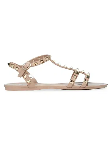 Valentino Garavani Women's Rockstud Flat Rubber Sandals - Poudre - Size 11 | Thumbnail 1 Valentino Garavani Women's Rockstud Flat Rubber Sandals - Poudre - Size 11 | Thumbnail 1