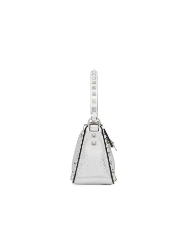 Valentino Garavani Women's Rockstud Grainy Metallic Calfskin Crossbody Bag - Silver | Thumbnail 5 Valentino Garavani Women's Rockstud Grainy Metallic Calfskin Crossbody Bag - Silver | Thumbnail 5