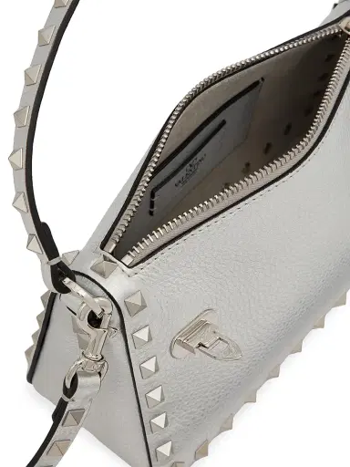 Valentino Garavani Women's Rockstud Grainy Metallic Calfskin Crossbody Bag - Silver | Thumbnail 7 Valentino Garavani Women's Rockstud Grainy Metallic Calfskin Crossbody Bag - Silver | Thumbnail 7