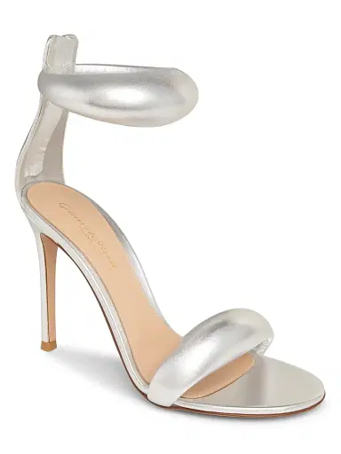 Gianvito Rossi Women's Bijoux Ankle-Strap Metallic Leather Stiletto Sandals | Thumbnail 2 Gianvito Rossi Women's Bijoux Ankle-Strap Metallic Leather Stiletto Sandals | Thumbnail 2