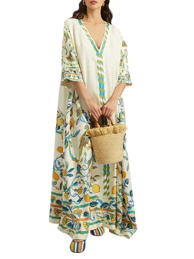 La DoubleJ Women's Muumuu Dress - Borboni Placee White | Thumbnail 2 La DoubleJ Women's Muumuu Dress - Borboni Placee White | Thumbnail 2