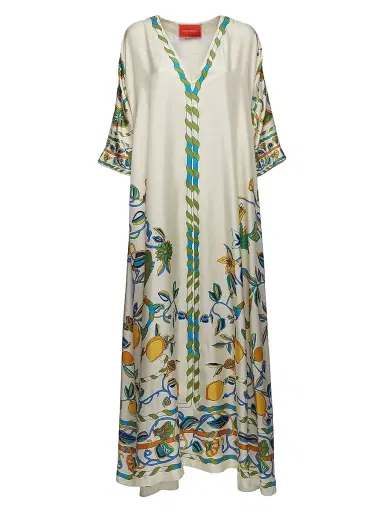 La DoubleJ Women's Muumuu Dress - Borboni Placee White | Thumbnail 1 La DoubleJ Women's Muumuu Dress - Borboni Placee White | Thumbnail 1