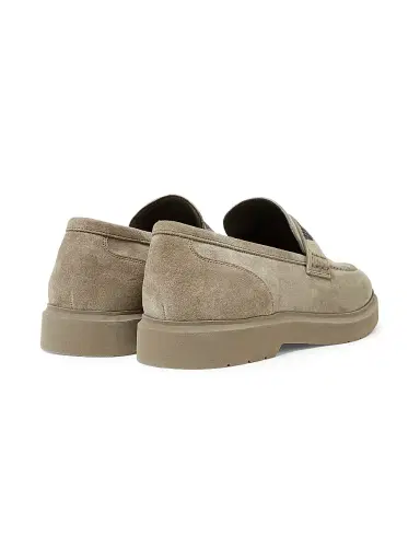 Brunello Cucinelli Women's Suede Penny Loafers - Beige | Thumbnail 3 Brunello Cucinelli Women's Suede Penny Loafers - Beige | Thumbnail 3
