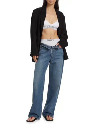 Versace Women's Culotte High-Waisted Rib-Knit Boyshort - White | Thumbnail 2 Versace Women's Culotte High-Waisted Rib-Knit Boyshort - White | Thumbnail 2