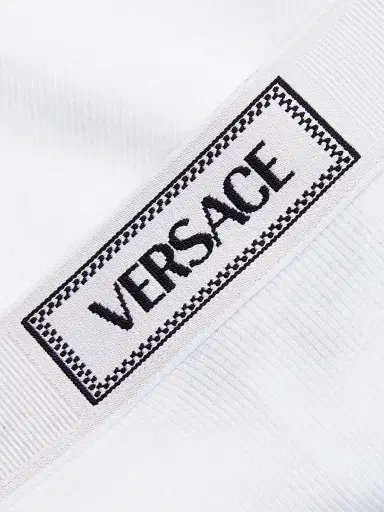 Versace Women's Culotte High-Waisted Rib-Knit Boyshort - White | Thumbnail 6 Versace Women's Culotte High-Waisted Rib-Knit Boyshort - White | Thumbnail 6