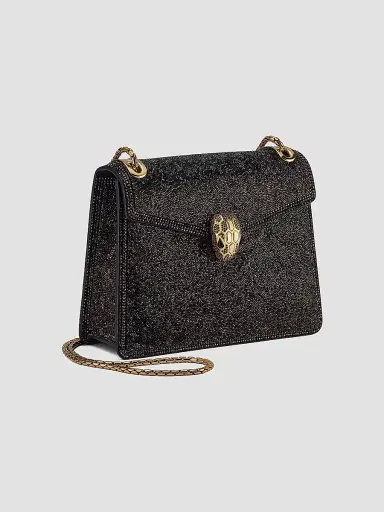 BVLGARI Women's Serpenti Forever Crystal Sparkle Suede Crossbody Bag | Thumbnail 2 BVLGARI Women's Serpenti Forever Crystal Sparkle Suede Crossbody Bag | Thumbnail 2