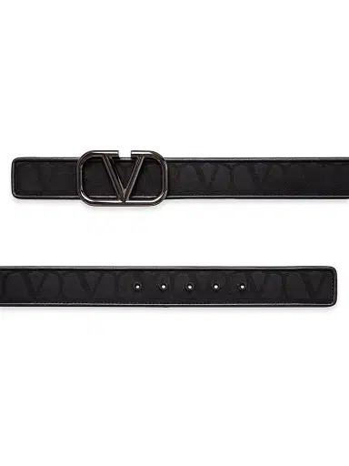 Valentino Garavani Men's Toile Iconographe Belt - Black | Thumbnail 3 Valentino Garavani Men's Toile Iconographe Belt - Black | Thumbnail 3