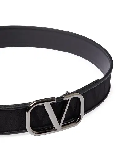 Valentino Garavani Men's Toile Iconographe Belt - Black | Thumbnail 4 Valentino Garavani Men's Toile Iconographe Belt - Black | Thumbnail 4