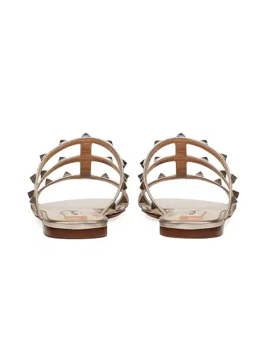 Valentino Garavani Women's Rockstud Flat Metallic Nappa Slide Sandals | Thumbnail 3 Valentino Garavani Women's Rockstud Flat Metallic Nappa Slide Sandals | Thumbnail 3