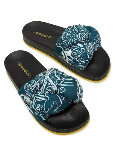 La DoubleJ Women's Treccia Slides - Ionic Blue Petrol Sandals | Thumbnail 2 La DoubleJ Women's Treccia Slides - Ionic Blue Petrol Sandals | Thumbnail 2