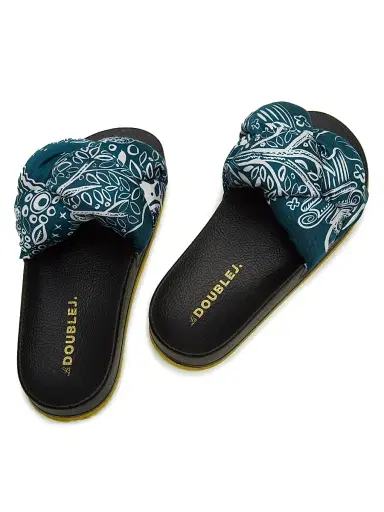 La DoubleJ Women's Treccia Slides - Ionic Blue Petrol Sandals | Thumbnail 4 La DoubleJ Women's Treccia Slides - Ionic Blue Petrol Sandals | Thumbnail 4
