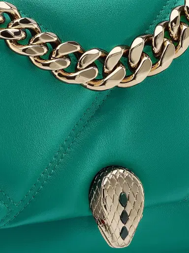 BVLGARI Women's Serpenti Cabochon Matelassé Leather Crossbody Bag - Jade Green | Thumbnail 4 BVLGARI Women's Serpenti Cabochon Matelassé Leather Crossbody Bag - Jade Green | Thumbnail 4