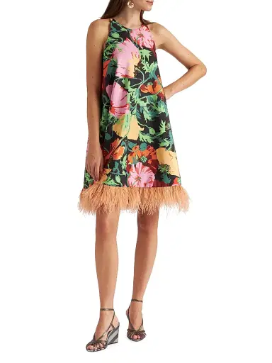 La DoubleJ Women's La Fenice Mini Dress with Feathers | Thumbnail 2 La DoubleJ Women's La Fenice Mini Dress with Feathers | Thumbnail 2