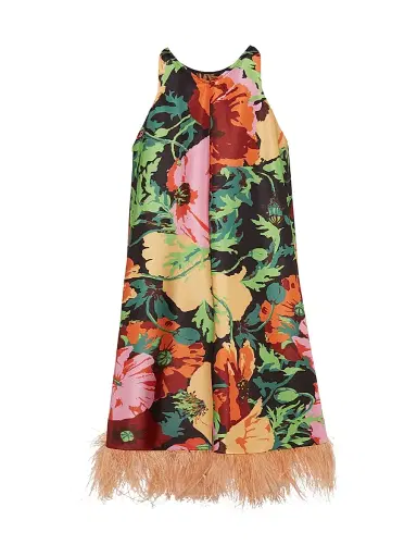 La DoubleJ Women's La Fenice Mini Dress with Feathers | Thumbnail 3 La DoubleJ Women's La Fenice Mini Dress with Feathers | Thumbnail 3