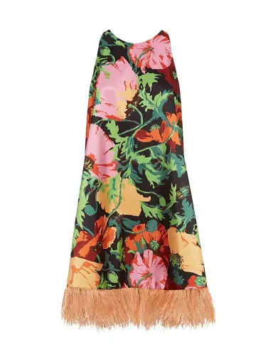 La DoubleJ Women's La Fenice Mini Dress with Feathers | Thumbnail 1 La DoubleJ Women's La Fenice Mini Dress with Feathers | Thumbnail 1