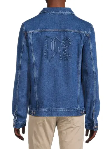 Palm Angels Men's Logo Denim Jacket - Light Blue | Thumbnail 4 Palm Angels Men's Logo Denim Jacket - Light Blue | Thumbnail 4