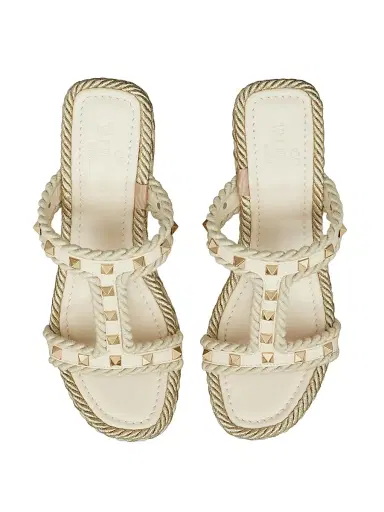 Valentino Garavani Women's Rockstud Wedges In Calfskin - Light | Thumbnail 4 Valentino Garavani Women's Rockstud Wedges In Calfskin - Light | Thumbnail 4