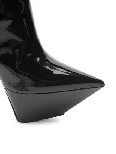 Amina Muaddi Women's Yigit Patent Leather Platform Booties - Black | Thumbnail 5 Amina Muaddi Women's Yigit Patent Leather Platform Booties - Black | Thumbnail 5
