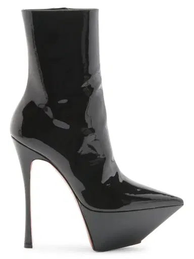 Amina Muaddi Women's Yigit Patent Leather Platform Booties - Black | Thumbnail 6 Amina Muaddi Women's Yigit Patent Leather Platform Booties - Black | Thumbnail 6