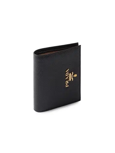 Prada Women's Saffiano Leather Wallet - Black Beige | Thumbnail 4 Prada Women's Saffiano Leather Wallet - Black Beige | Thumbnail 4