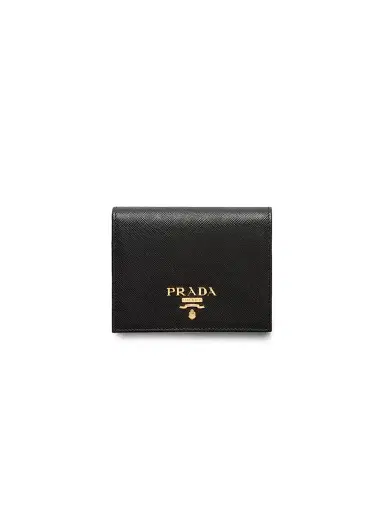 Prada Women's Saffiano Leather Wallet - Black Beige | Thumbnail 1 Prada Women's Saffiano Leather Wallet - Black Beige | Thumbnail 1