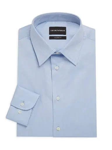 Emporio Armani Men's Modern-Fit Solid Dress Shirt - Blue | Thumbnail 2 Emporio Armani Men's Modern-Fit Solid Dress Shirt - Blue | Thumbnail 2