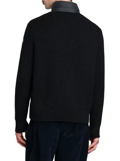 Moncler Men's Padded Wool Zip-Up Hoodie - Black | Thumbnail 4 Moncler Men's Padded Wool Zip-Up Hoodie - Black | Thumbnail 4