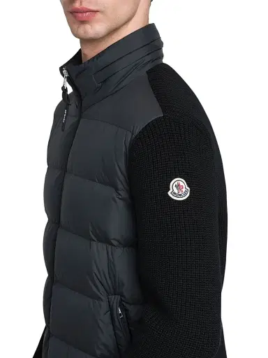 Moncler Men's Padded Wool Zip-Up Hoodie - Black | Thumbnail 5 Moncler Men's Padded Wool Zip-Up Hoodie - Black | Thumbnail 5
