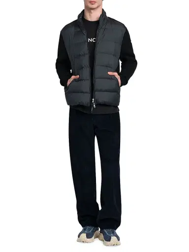 Moncler Men's Padded Wool Zip-Up Hoodie - Black | Thumbnail 6 Moncler Men's Padded Wool Zip-Up Hoodie - Black | Thumbnail 6