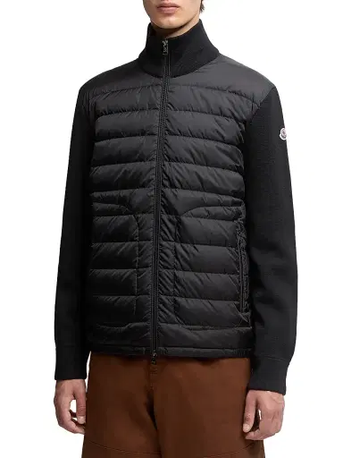 Moncler Men's Padded Wool Down Cardigan - Black | Thumbnail 2 Moncler Men's Padded Wool Down Cardigan - Black | Thumbnail 2