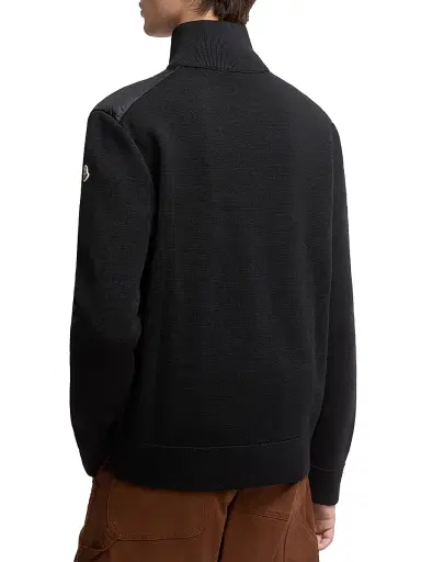 Moncler Men's Padded Wool Down Cardigan - Black | Thumbnail 3 Moncler Men's Padded Wool Down Cardigan - Black | Thumbnail 3