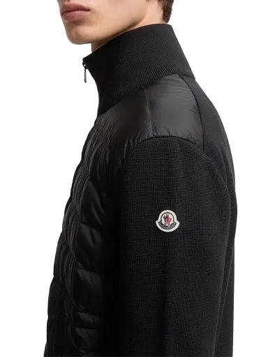 Moncler Men's Padded Wool Down Cardigan - Black | Thumbnail 4 Moncler Men's Padded Wool Down Cardigan - Black | Thumbnail 4