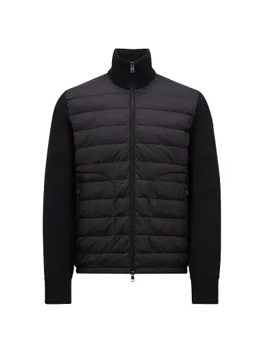 Moncler Men's Padded Wool Down Cardigan - Black | Thumbnail 1 Moncler Men's Padded Wool Down Cardigan - Black | Thumbnail 1