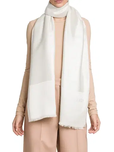 Valentino Garavani Women's Colorblocked Silk-Blend Stole - Avorio | Thumbnail 2 Valentino Garavani Women's Colorblocked Silk-Blend Stole - Avorio | Thumbnail 2