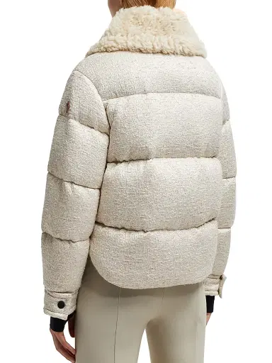 Moncler Grenoble Women's Stowe Metallic Boucle Jacket with Shearling Collar - Light Beige | Thumbnail 3 Moncler Grenoble Women's Stowe Metallic Boucle Jacket with Shearling Collar - Light Beige | Thumbnail 3