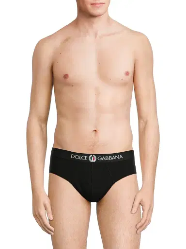 Dolce & Gabbana Men's Logo Cotton-Blend Briefs - Nero - Size XL | Thumbnail 3 Dolce & Gabbana Men's Logo Cotton-Blend Briefs - Nero - Size XL | Thumbnail 3