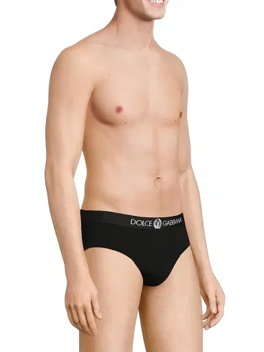 Dolce & Gabbana Men's Logo Cotton-Blend Briefs - Nero - Size XL | Thumbnail 4 Dolce & Gabbana Men's Logo Cotton-Blend Briefs - Nero - Size XL | Thumbnail 4