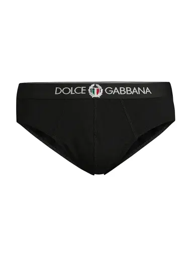 Dolce & Gabbana Men's Logo Cotton-Blend Briefs - Nero - Size XL | Thumbnail 1 Dolce & Gabbana Men's Logo Cotton-Blend Briefs - Nero - Size XL | Thumbnail 1